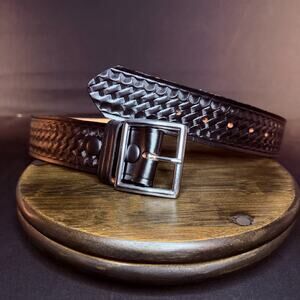 DutyMan Everyday Garrison Belt Size 30" Black Basketweave Nickle Buckle 1621